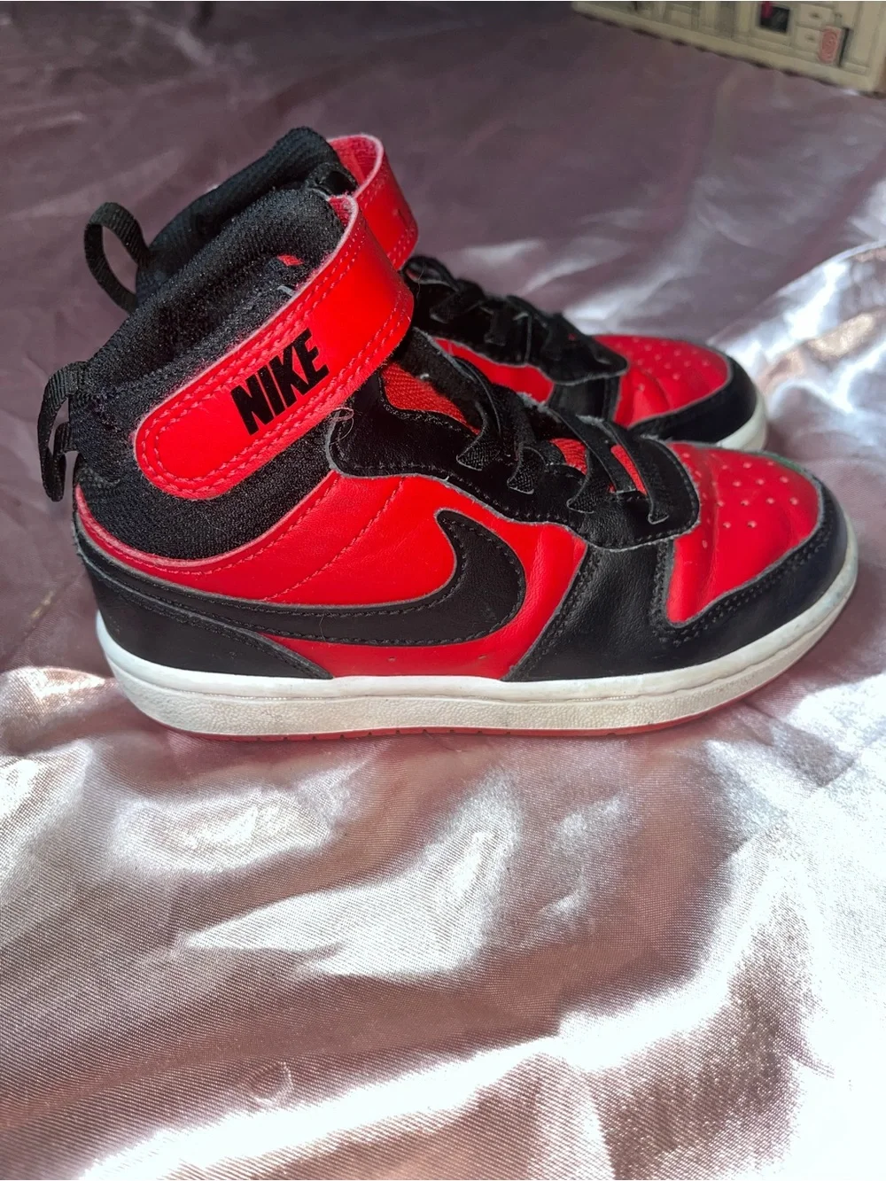 Nike Kids High-Top Sneakers in Red and Black